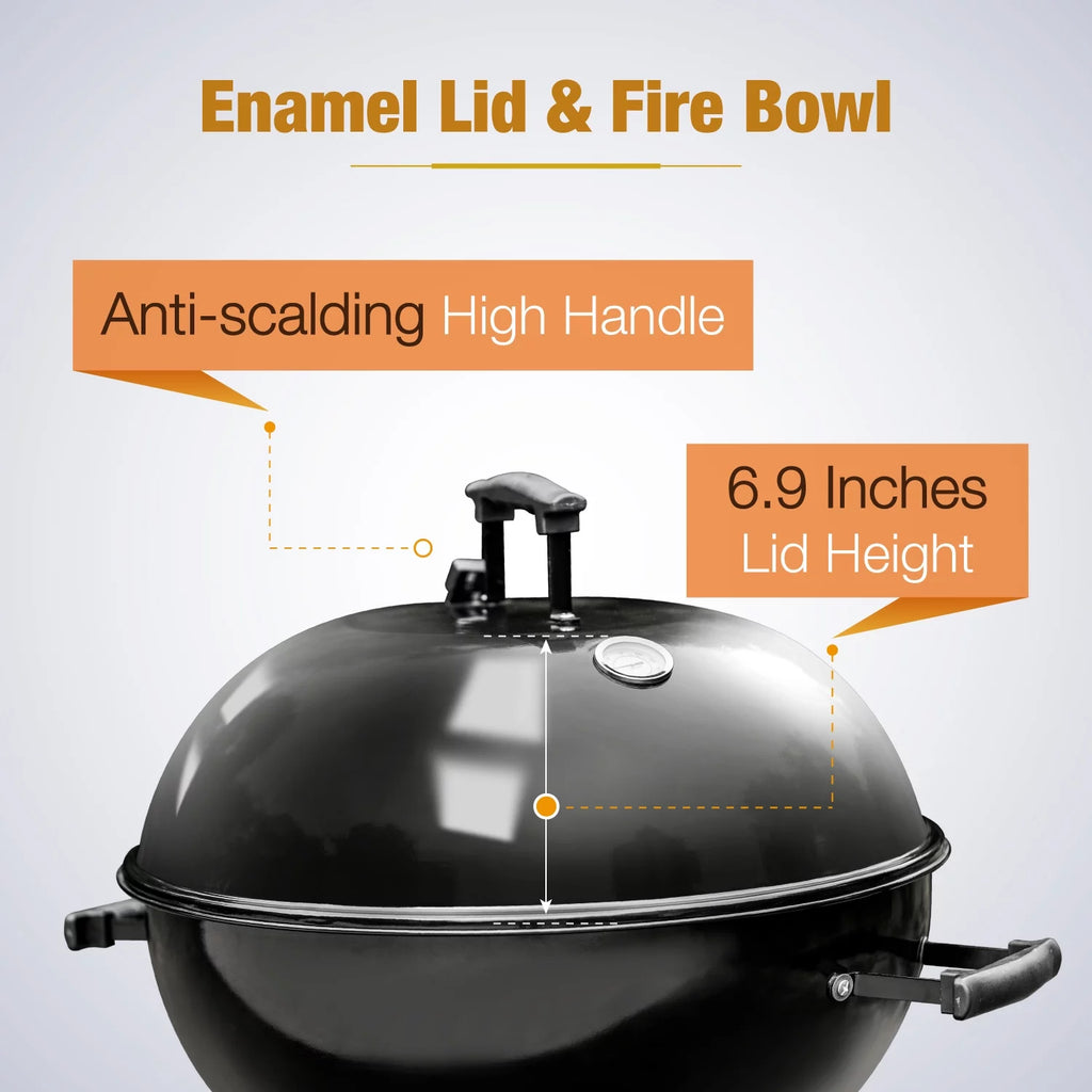 22" Portable Charcoal BBQ Grill, Black K92094