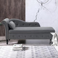 Gray Velvet Chaise Lounge Chair with Storage Z161