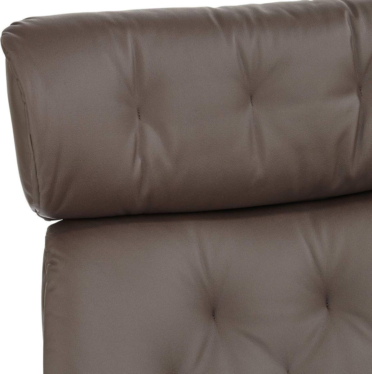 Chocolate Tufted Faux Leather Swivel Recliner and Slanted Ottoman L719924