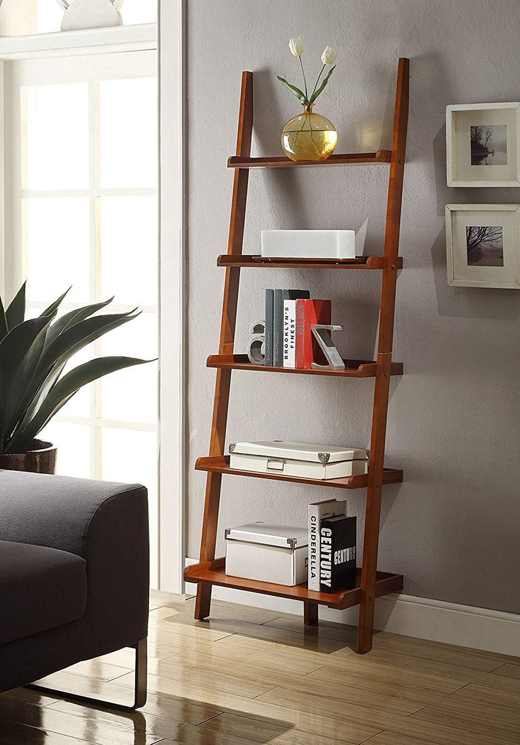 Gray Bookshelf Ladder W82908