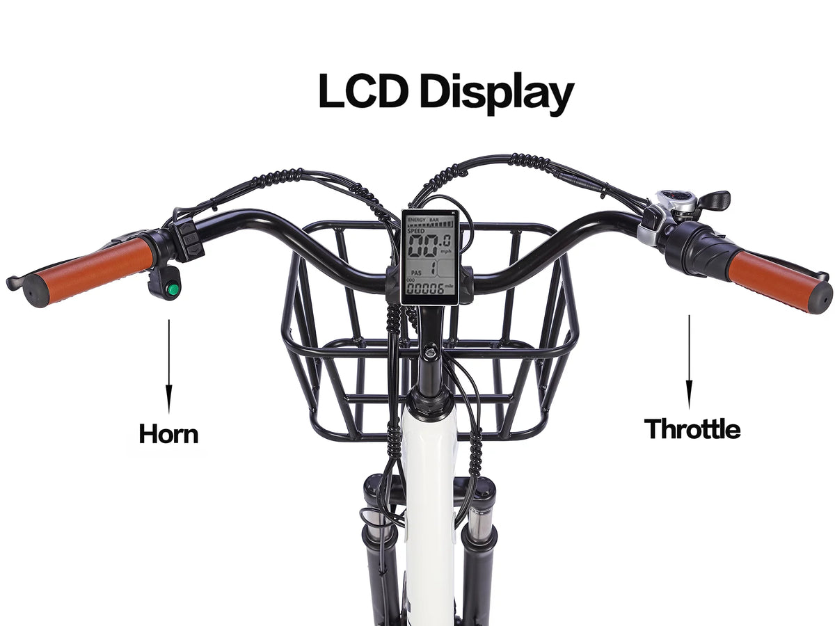 350W 36V 10Ah 26" Step-Thru Electric Bicycle with Removable Battery and Front Basket N547