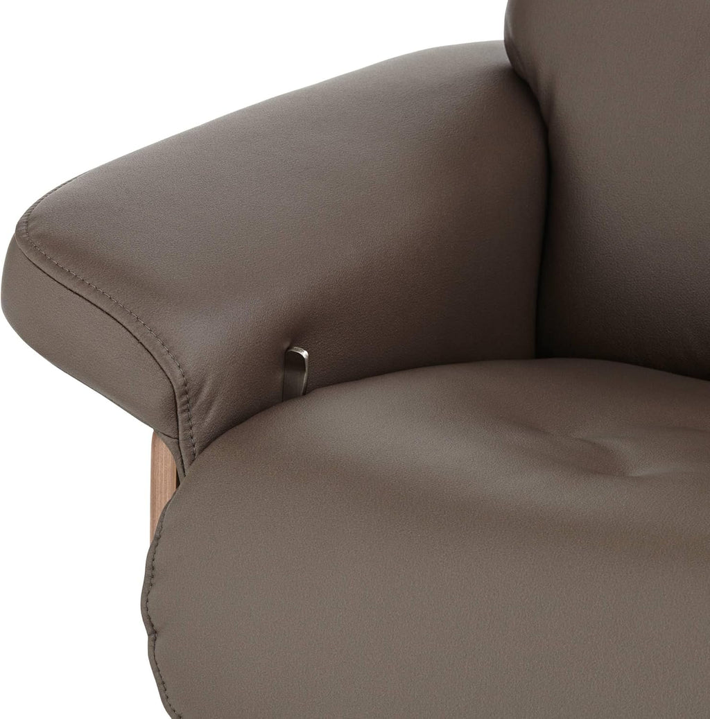Chocolate Tufted Faux Leather Swivel Recliner and Slanted Ottoman L719924