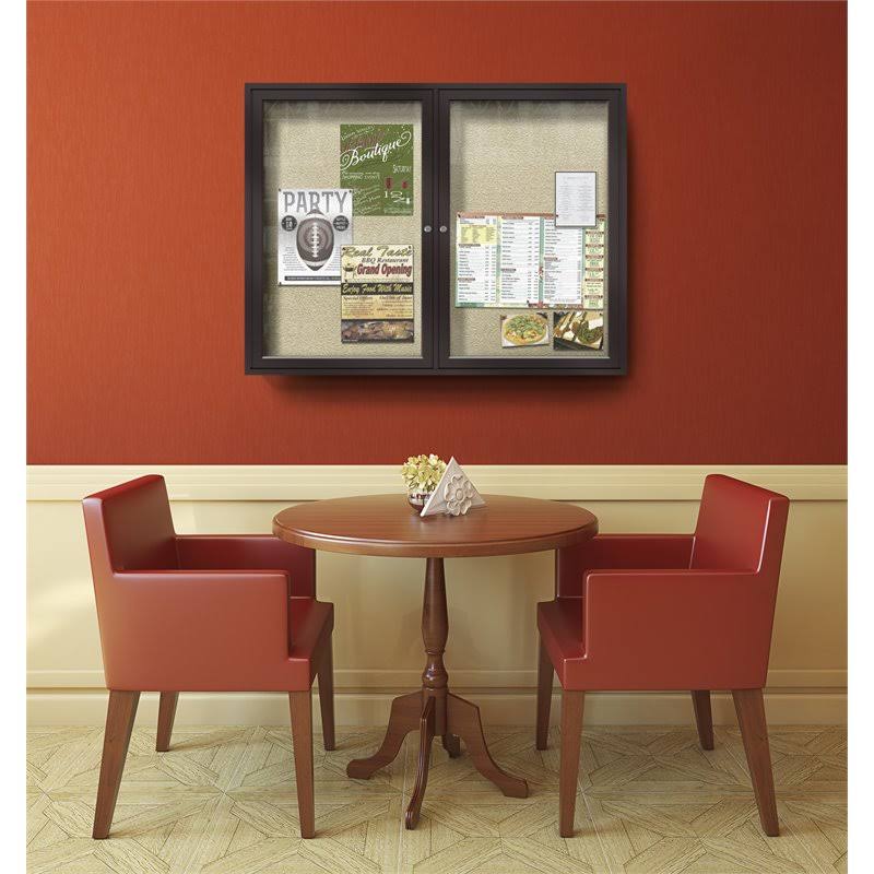 Navy 2-Door Enclosed Vinyl Bulletin Board G7729