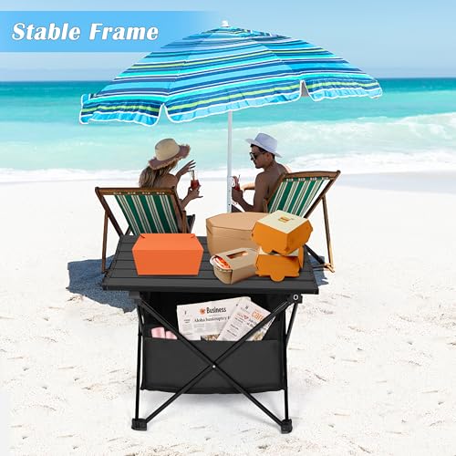 Portable Folding Aluminum Alloy Camping Table with Storage and Carry Bag P8188