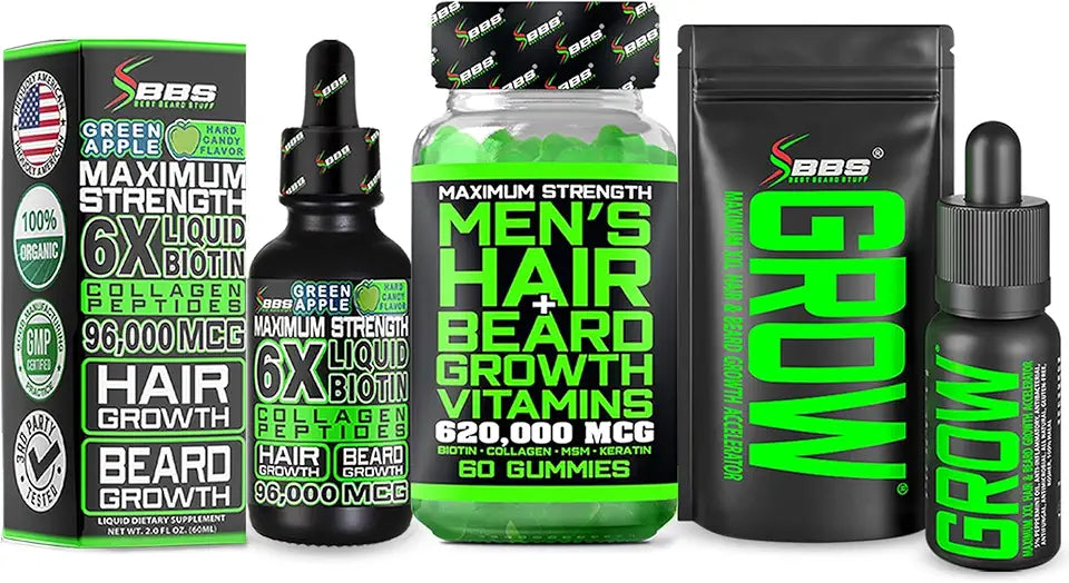 Beard Growth Oil, Vitamins & Liquid Biotin with Collagen Peptides L998