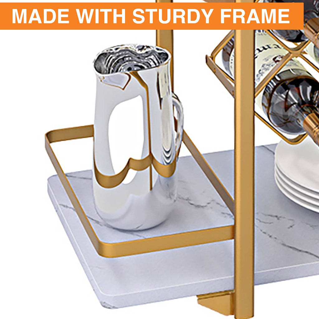 Black 3 Tier Bar Cart with Wheels R9357