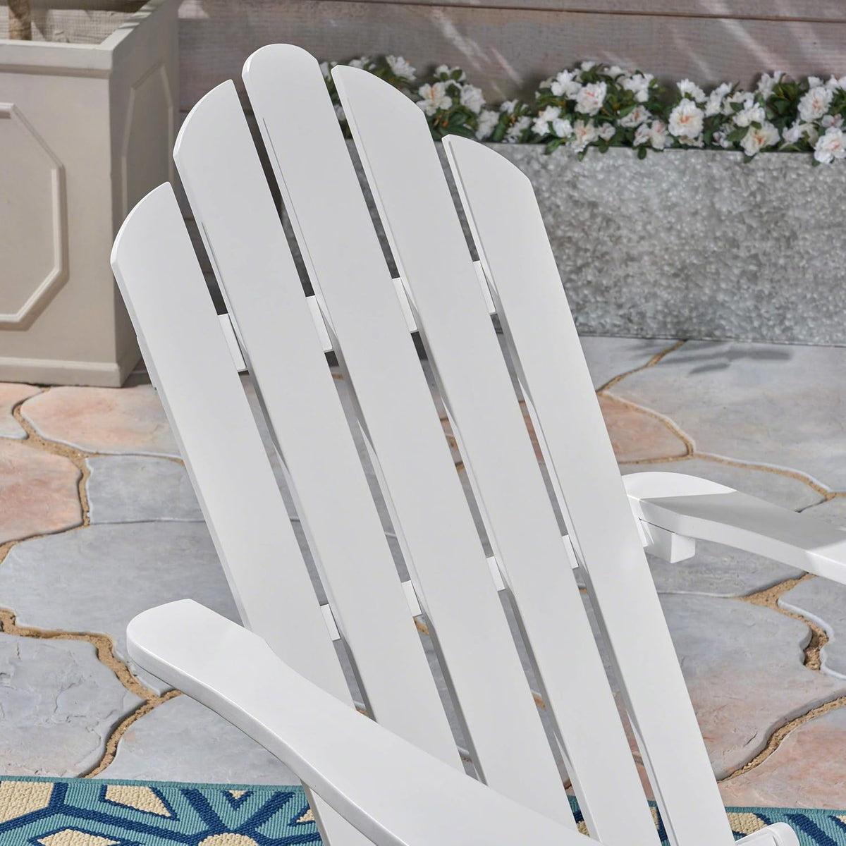 White Finish Acacia Wood Adirondack Chair U434589