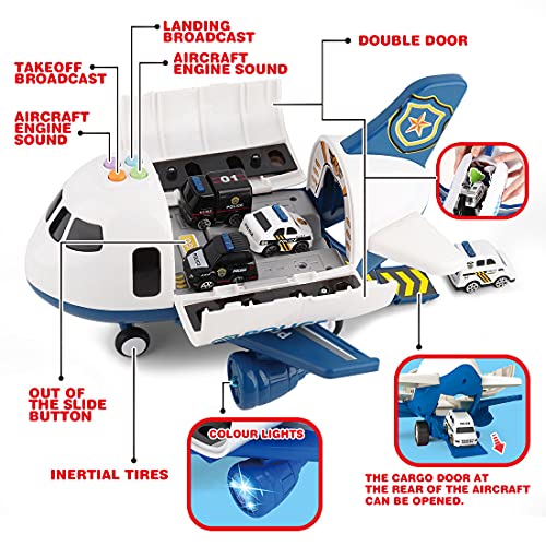 Airplane Toy with Fire Truck Cars and Play Mat Y107