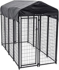 8ft x 4ft x 6ft Black Outdoor Dog Kennel with Cover A408