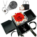 Red Preserved Real Rose Heart Necklace G47013