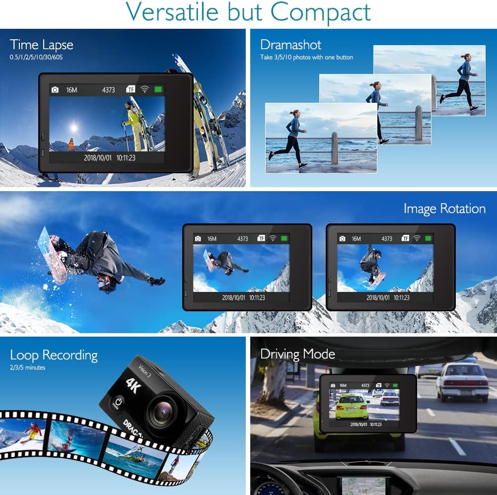 4K 16MP Waterproof Action Camera with Mounting Accessories Kit D567