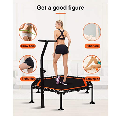 40 Inch Fitness Trampoline with Adjustable Handle Bar, Max Load 600Lbs O756665
