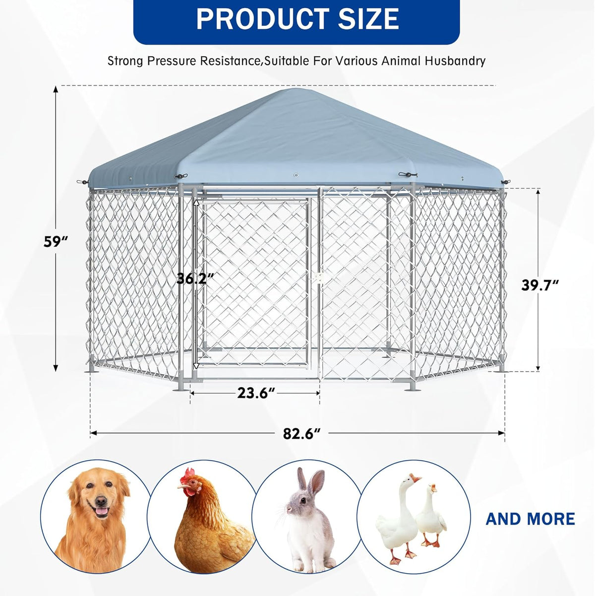 Large Dog Kennel with Roof and Metal Gate S102231