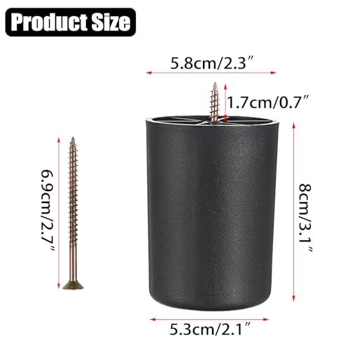 4PCS 3 Inch Plastic Furniture Legs Screw-in Replacement Kit F79503