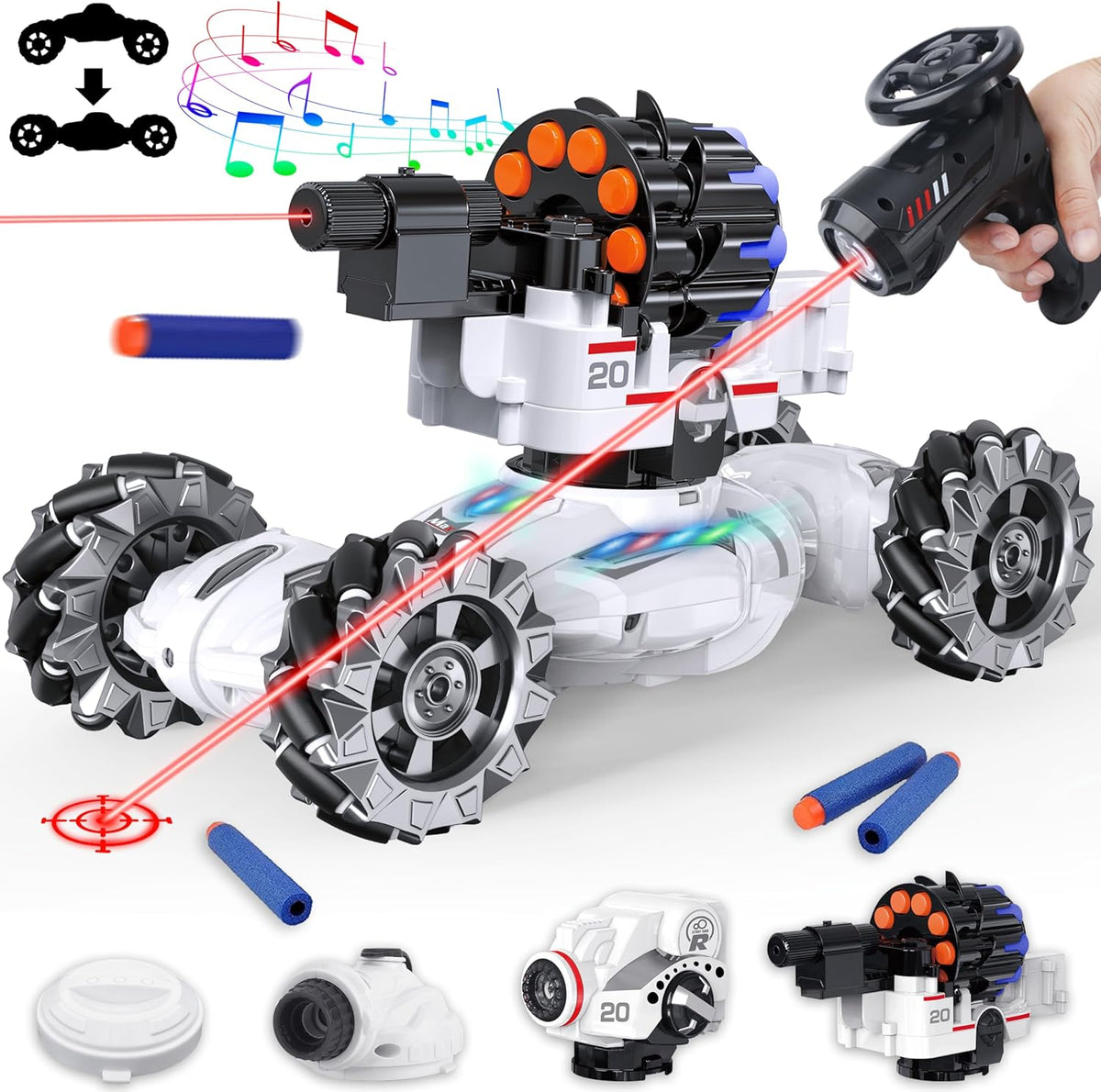 4 Head RC Tank Car Shoots Nerf Bullets Bubble Spray I7976