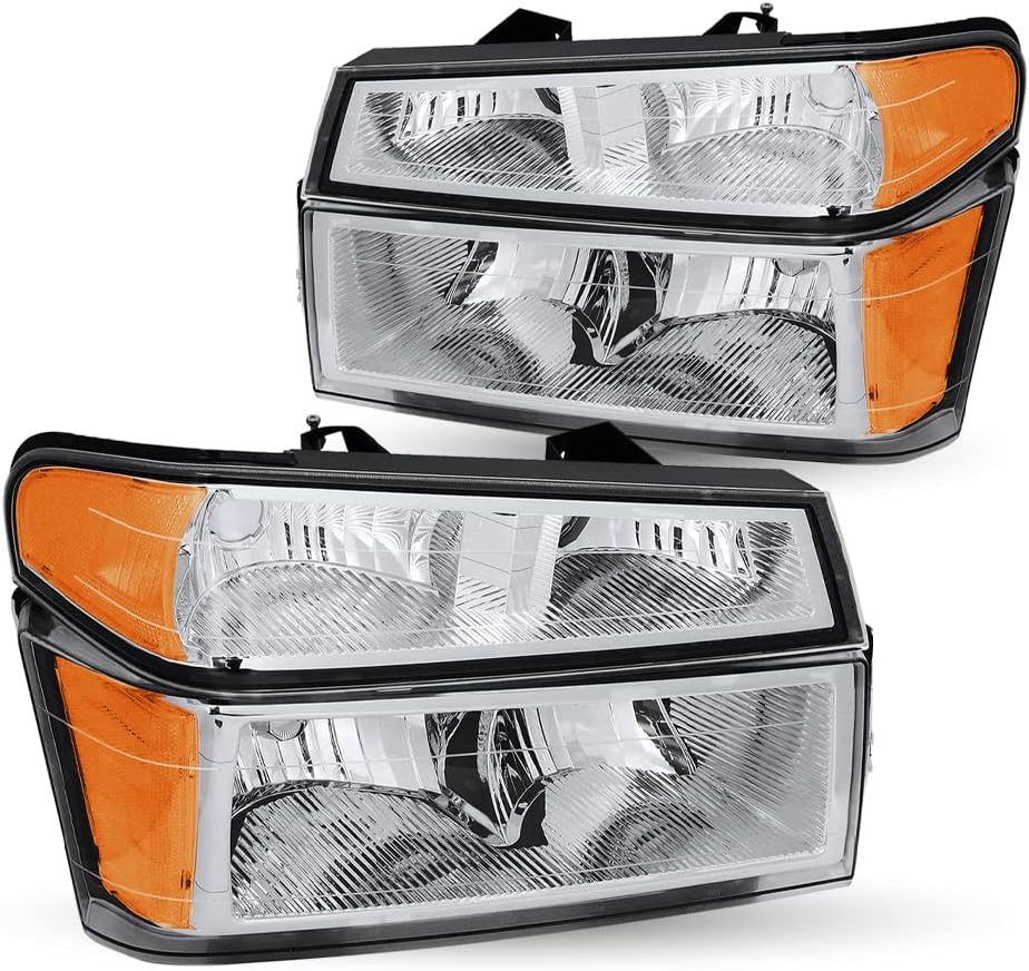 Headlight Assembly Set Chrome Housing with Amber Reflector J723