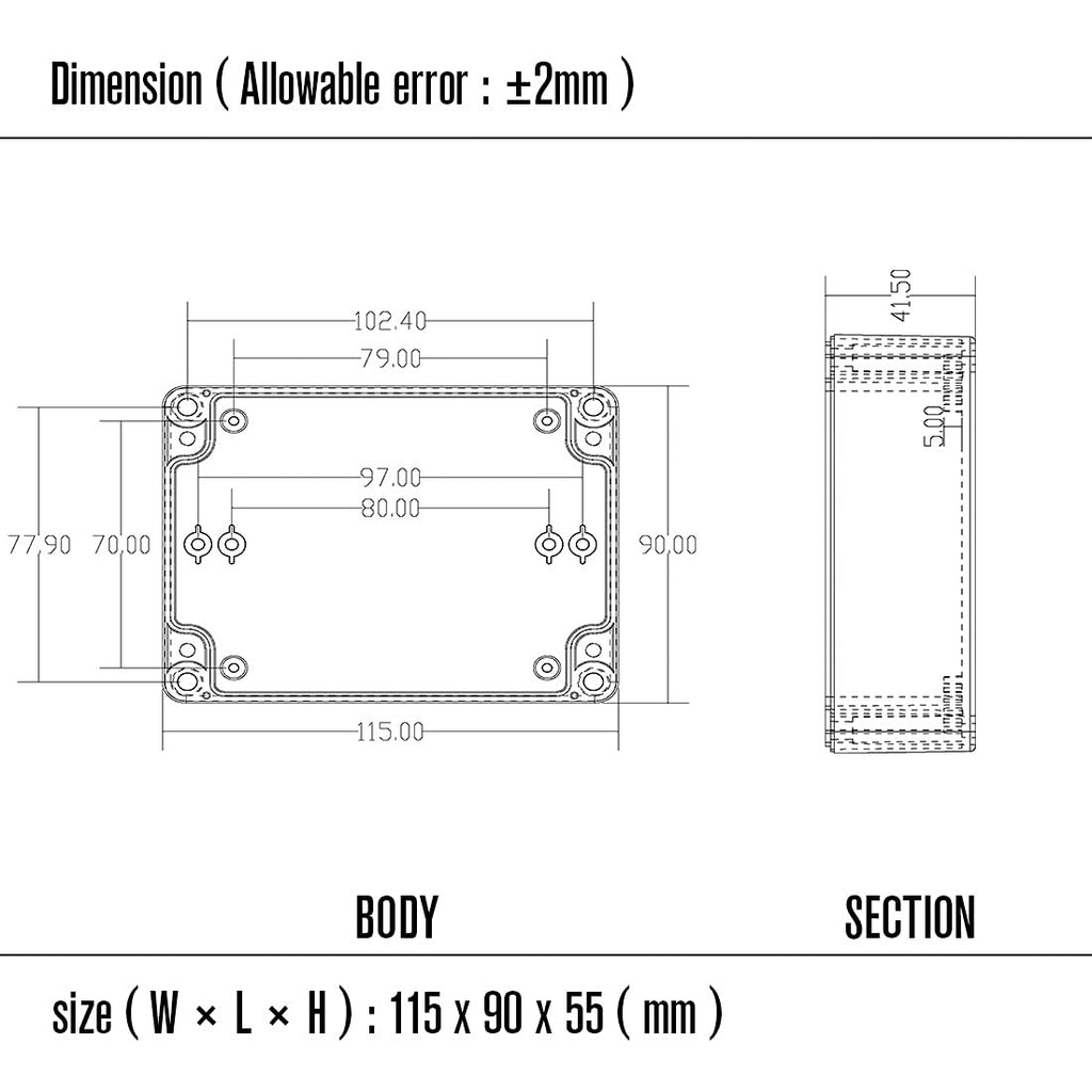 ABS Plastic Electrical Project Box Black 4.5 x 3.5 x 2.1 inch D742573