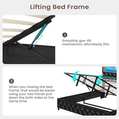 King Size Upholstered Storage Bed Frame with LED Lights K347