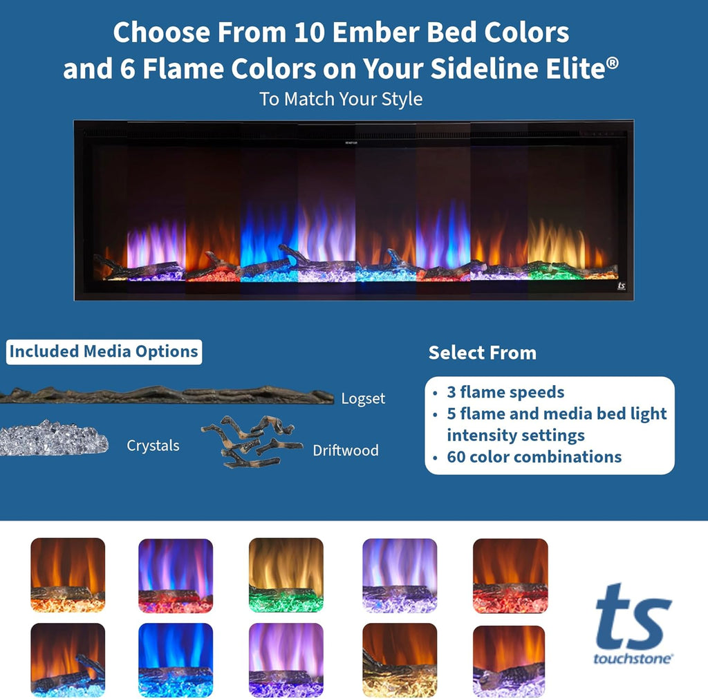 60 Inch Smart Electric Fireplace and 72 Inch Espresso Wood Mantel I3515