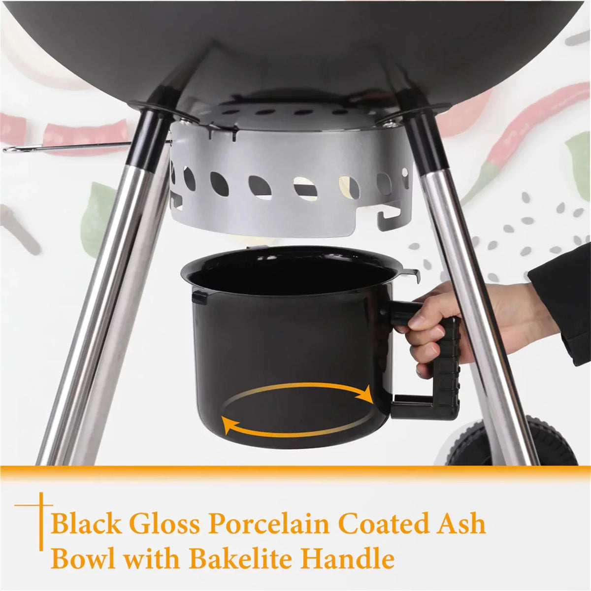 22" Portable Charcoal BBQ Grill, Black K92094