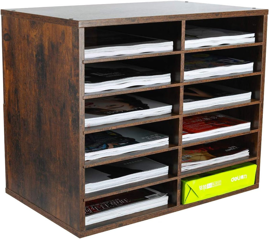 Wood Desktop Literature Organizer 12 Compartments Pack of 2 X1003
