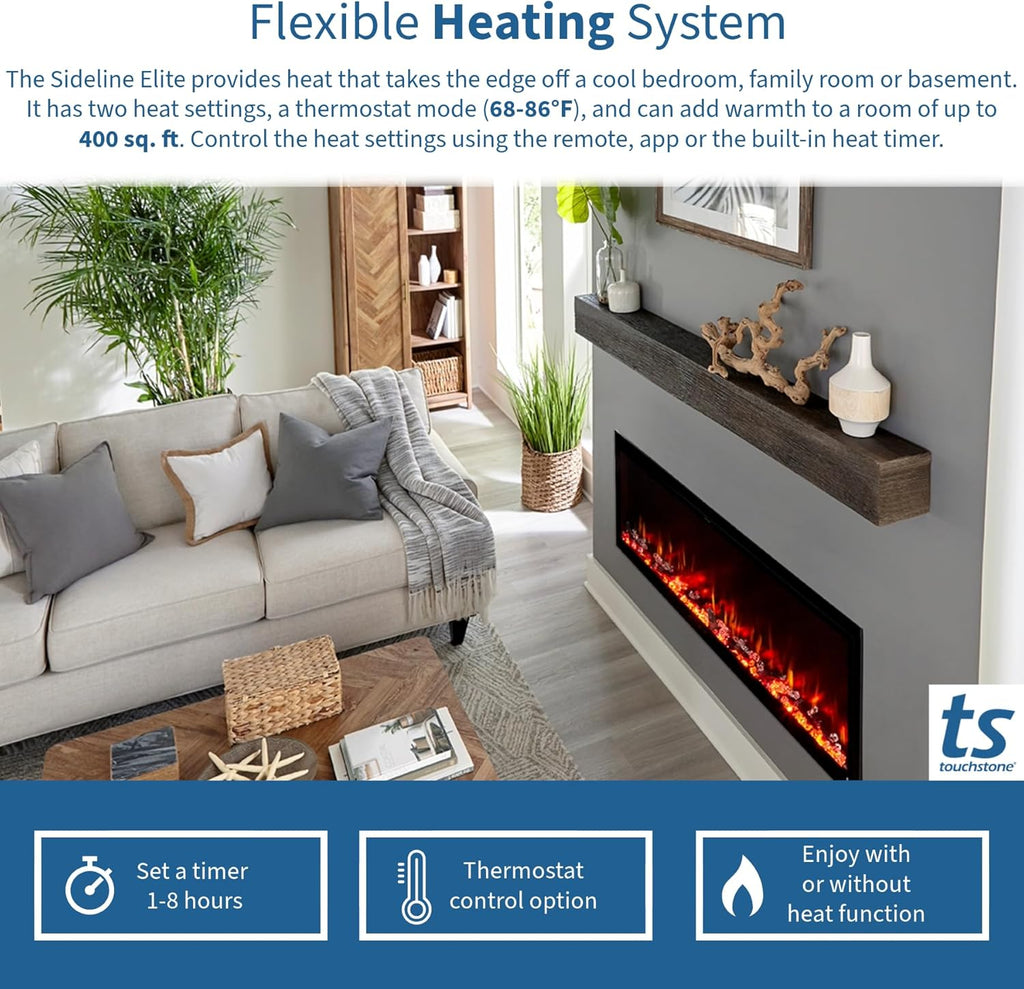 60 Inch Smart Electric Fireplace and 72 Inch Espresso Wood Mantel I3515