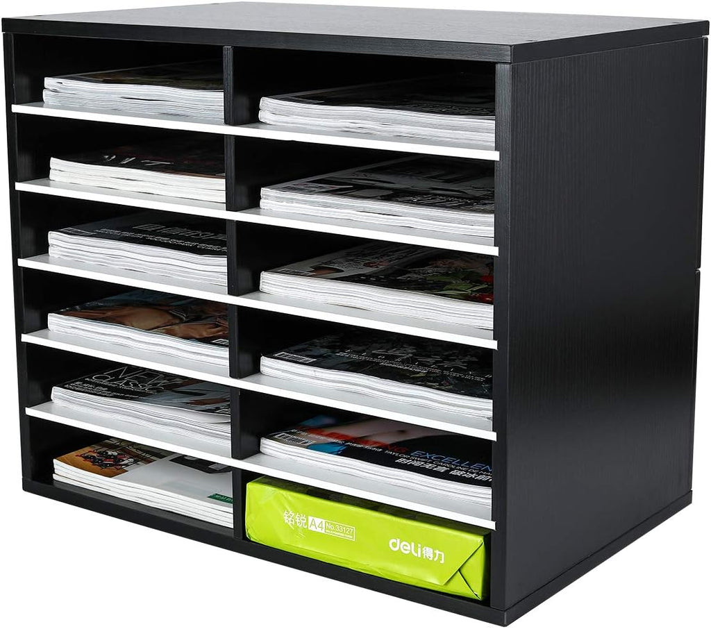 Wood Desktop Literature Organizer 12 Compartments Pack of 2 X1003