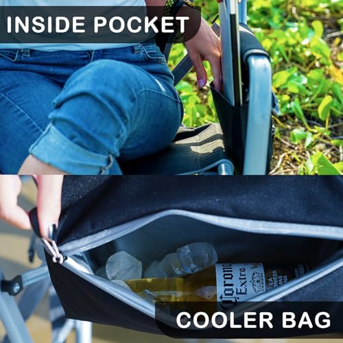 Oversized Rocking Camping Chair with Cooler and Side Pocket (Black/Grey) B155850