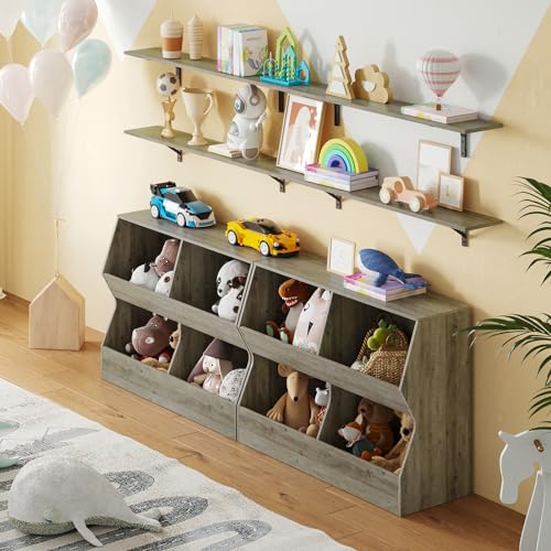 4 Cubby Wooden Toy Storage Bookshelf M746463