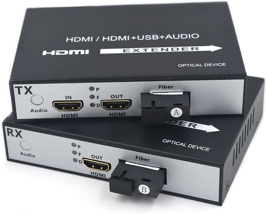 HDMI Extender Over Fiber Optic Cable up to 20Km, 1080P, 1 Transmitter and 1 Receiver D3758