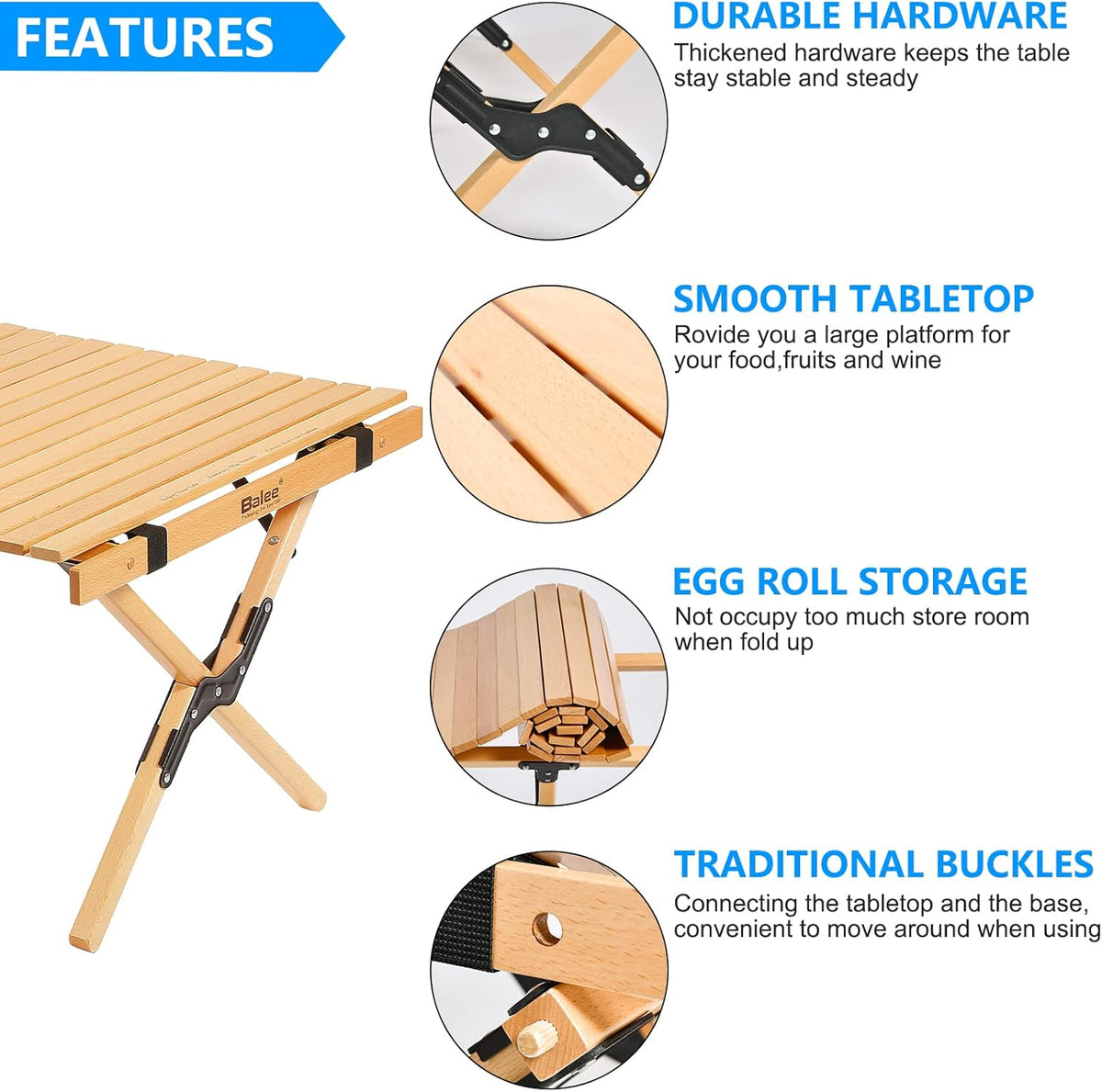 4ft Foldable Wooden Picnic Table with Carry Bag S290