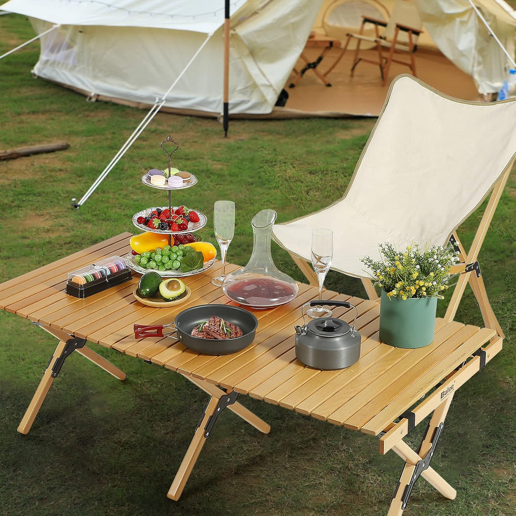 4ft Foldable Wooden Picnic Table with Carry Bag S290
