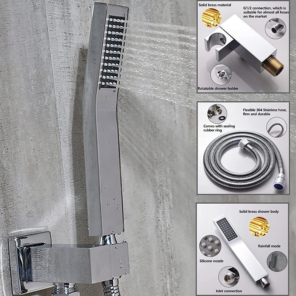 Thermostatic Shower System with Body Spray Jets 12 Inch LED Rain Shower Combo Chrome K60597