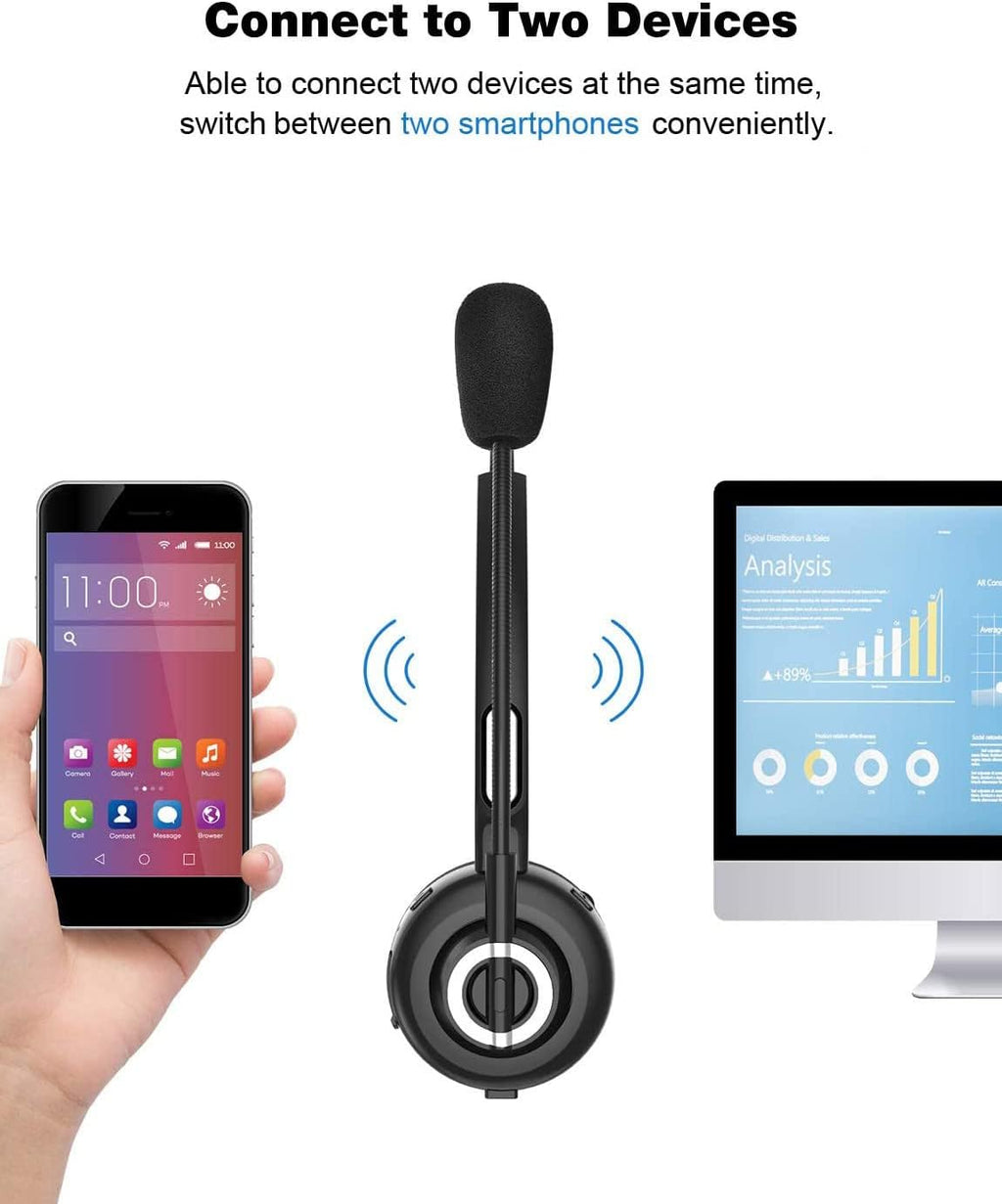 Bluetooth Headset with Microphone, Noise Canceling, 18hr Talktime V925