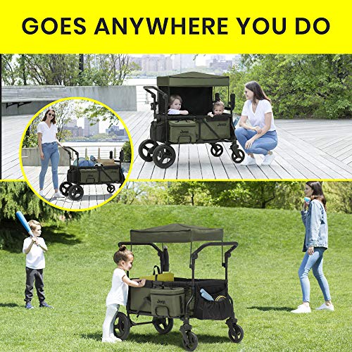 Black/Green Stroller Wagon with Cooler Bag and Parent Organizer J394622