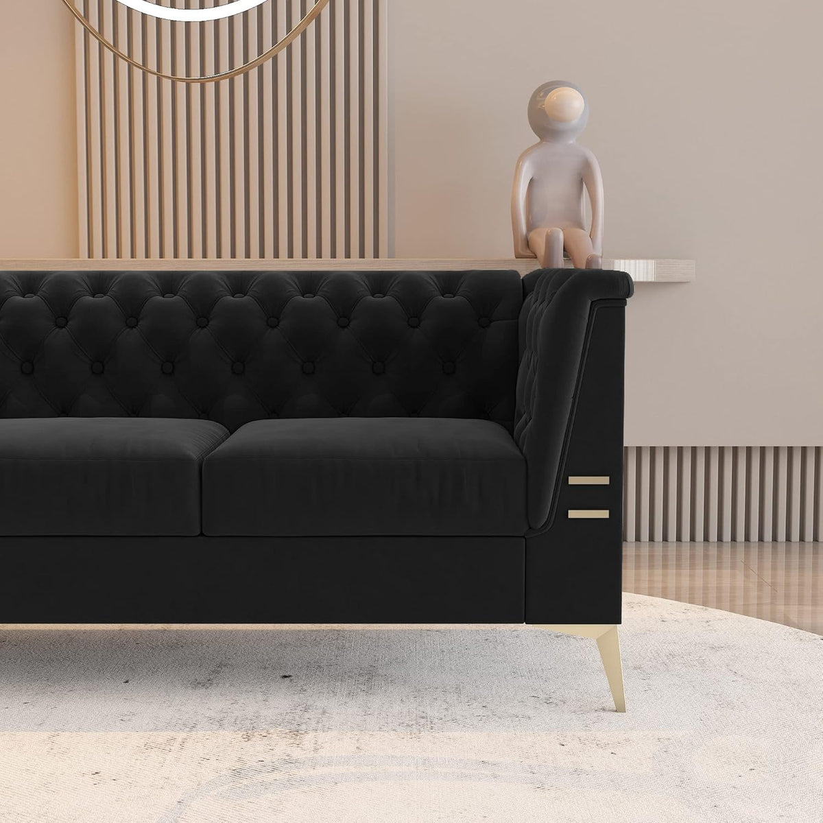 Dark Grey Velvet Chesterfield 3 Seater Sofa Q2950