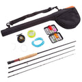 Black 8 ft. Collapsible Fiberglass Fly Fishing Rod and Reel Starter Kit U68503