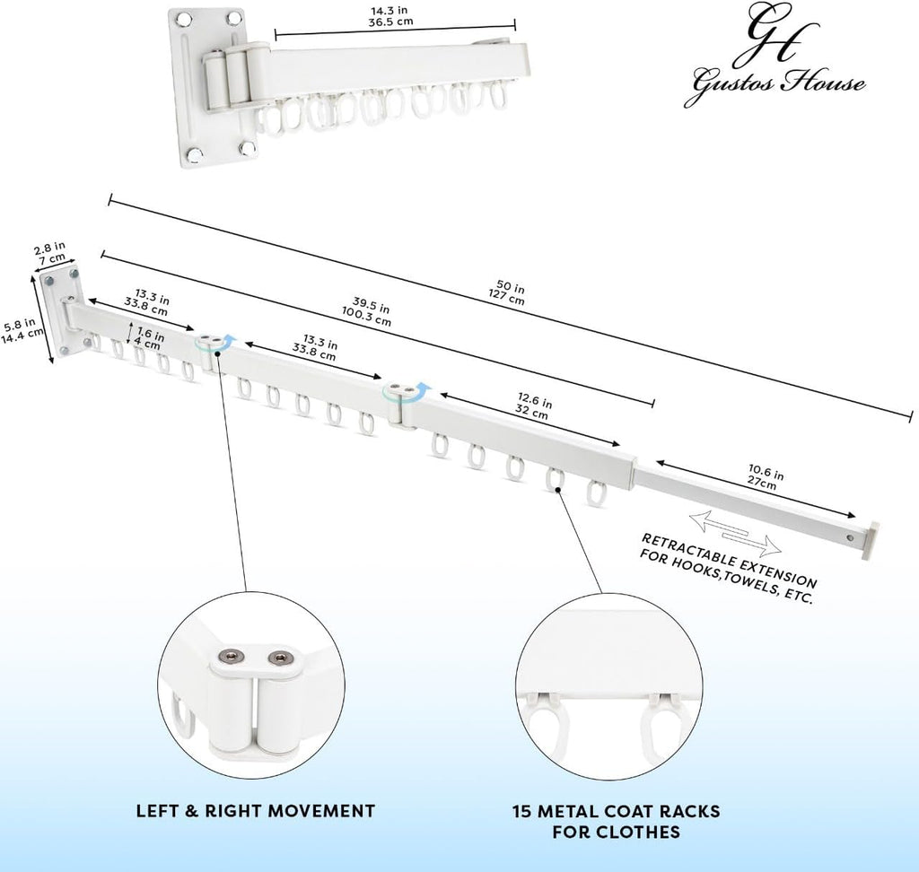 Wall Mounted Retractable Folding Clothes Rack J708933