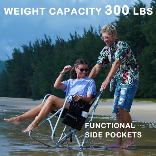 Oversized Rocking Camping Chair with Cooler and Side Pocket (Black/Grey) B155850