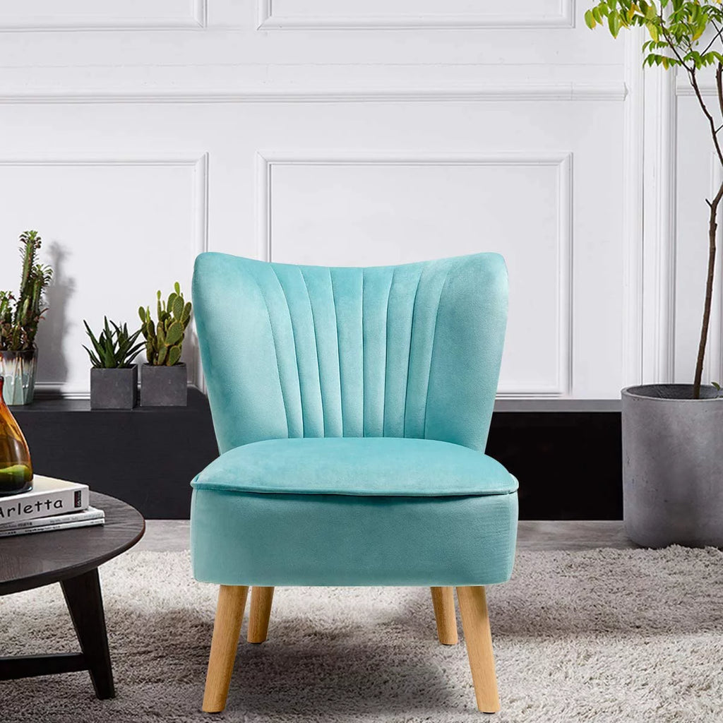 Velvet Armless Club Chair with Wood Legs K88735