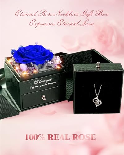 Red Preserved Real Rose Heart Necklace G47013