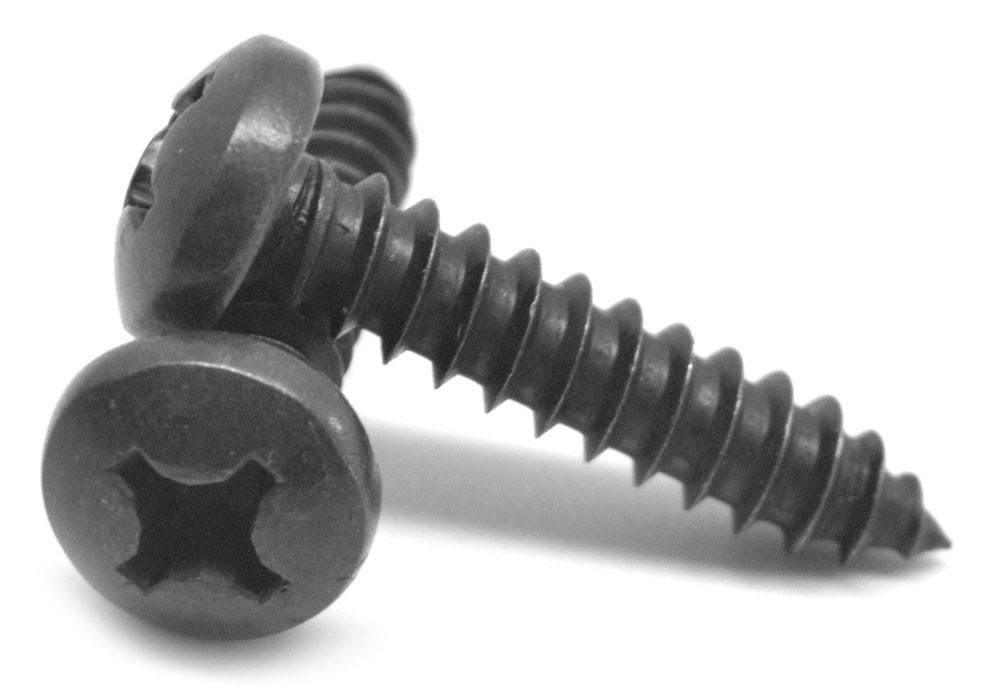 #12-14 x 1 Sheet Metal Screw Phillips Pan Head Black Oxide W761