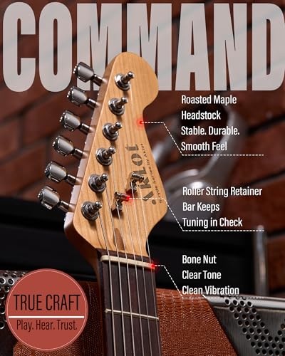 Blaze Orange Electric Guitar with Roasted Maple Neck, Flame Maple Top, HSS Ceramic Pickups, 10W Amp, Gig Bag, Strap, Picks, Lesson Book Q895400