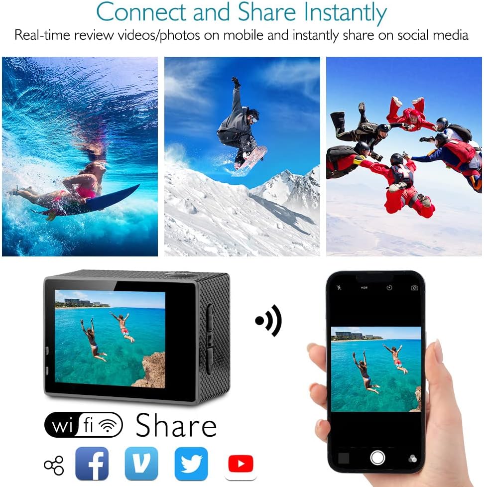 4K 16MP Waterproof Action Camera with Mounting Accessories Kit D567