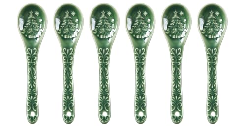 Green Ceramic Spoons Set of 6 G678919