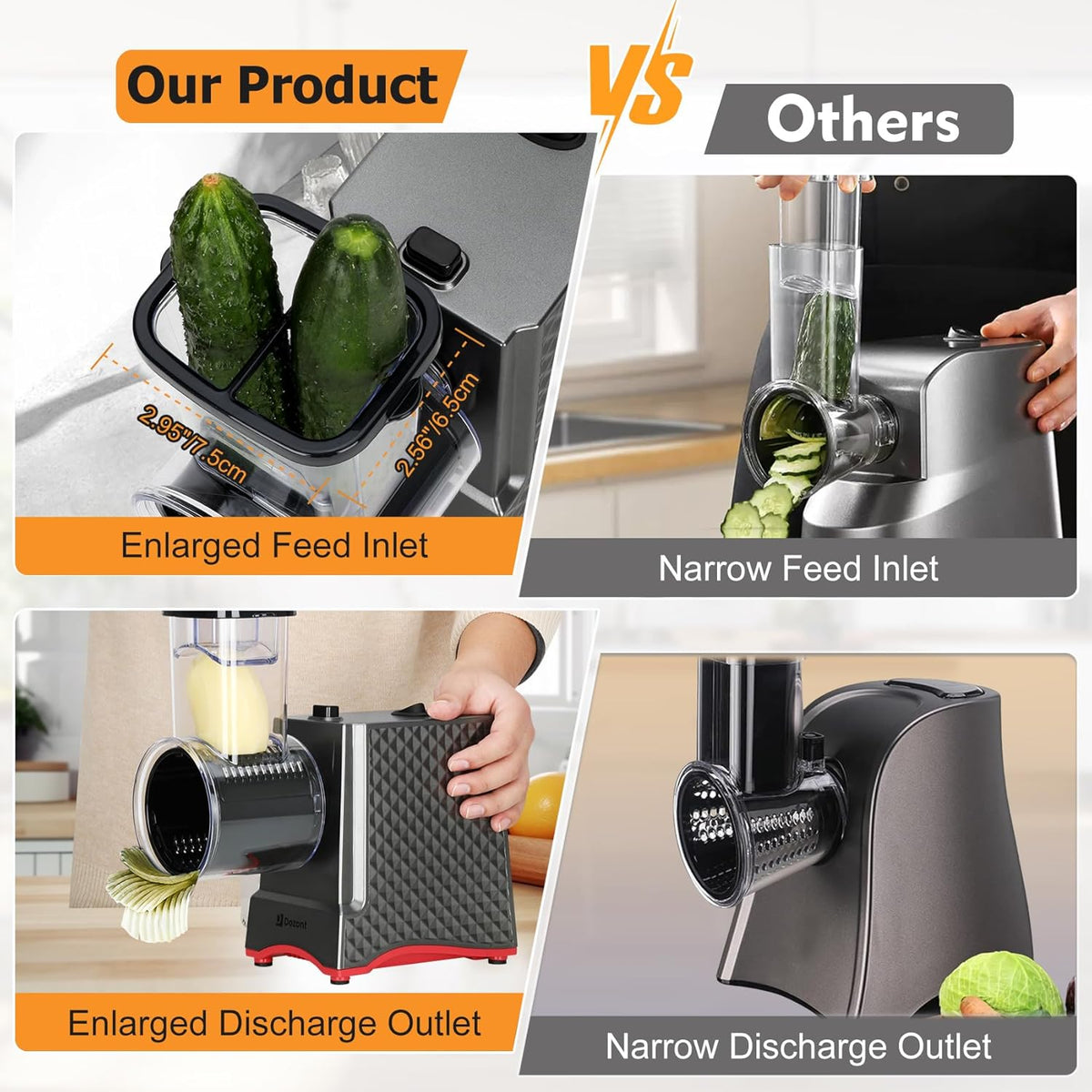250W Electric Cheese Grater with 5 Types of Blades E1453