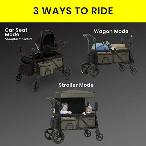 Black/Green Stroller Wagon with Cooler Bag and Parent Organizer J394622