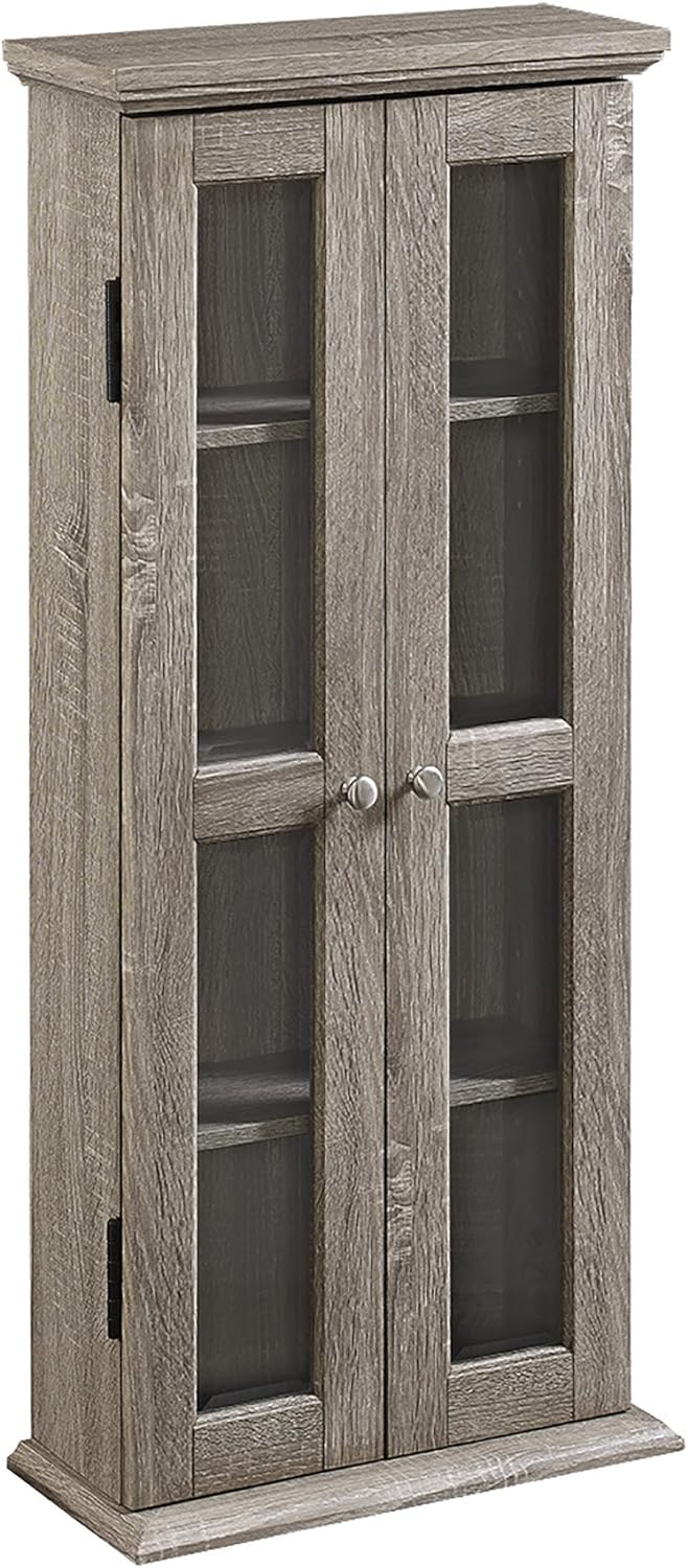4 Tier Grey Bookshelf Cabinet with Doors J49279