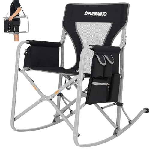 Oversized Rocking Camping Chair with Cooler and Side Pocket (Black/Grey) B155850