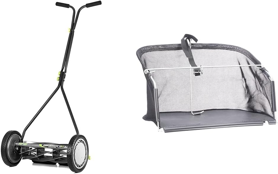 16-Inch 7-Blade Push Reel Lawn Mower and Grass Catcher Bundle I2830